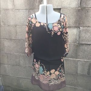 Vintage Free People floral top size S. Loose fitting sheer blouse Rare 90s Y2K